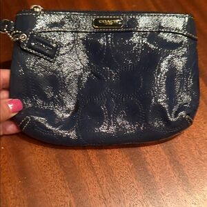 Coach Metallic Navy Wristlet